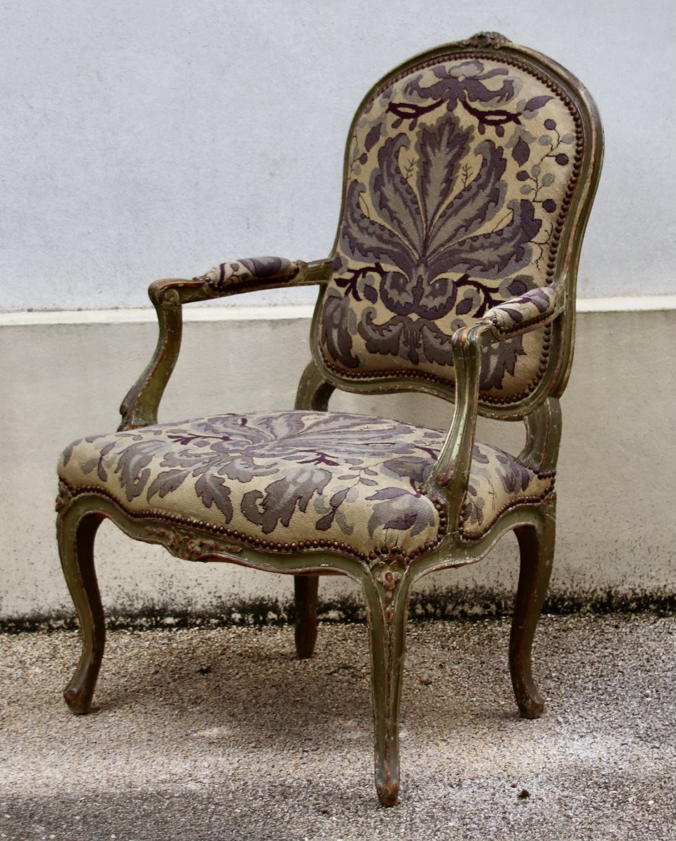 Pair Of 18th-century Queen Anne Style Armchairs With Flat Backs-photo-4
