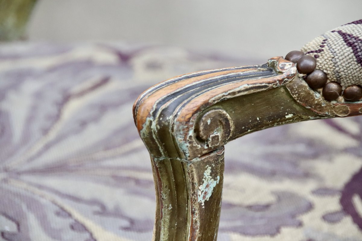 Pair Of 18th-century Queen Anne Style Armchairs With Flat Backs-photo-4