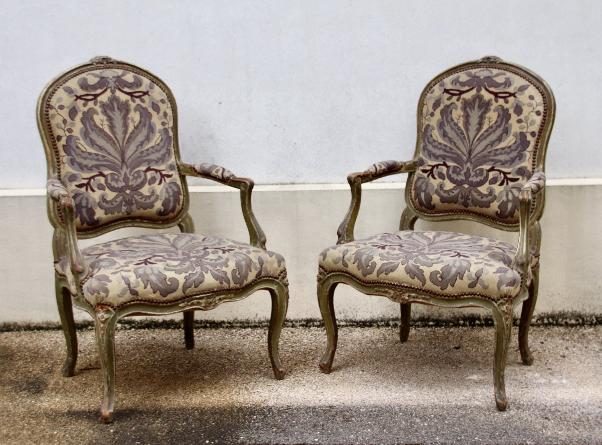 Pair Of 18th-century Queen Anne Style Armchairs With Flat Backs-photo-5