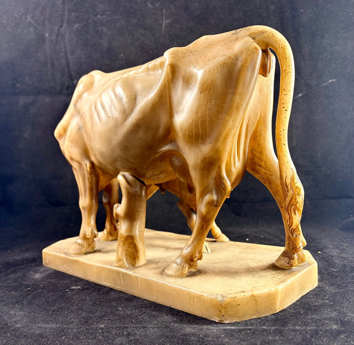Vache et son veau en albâtre d'après P.J. Mêne fin XIXème -photo-7