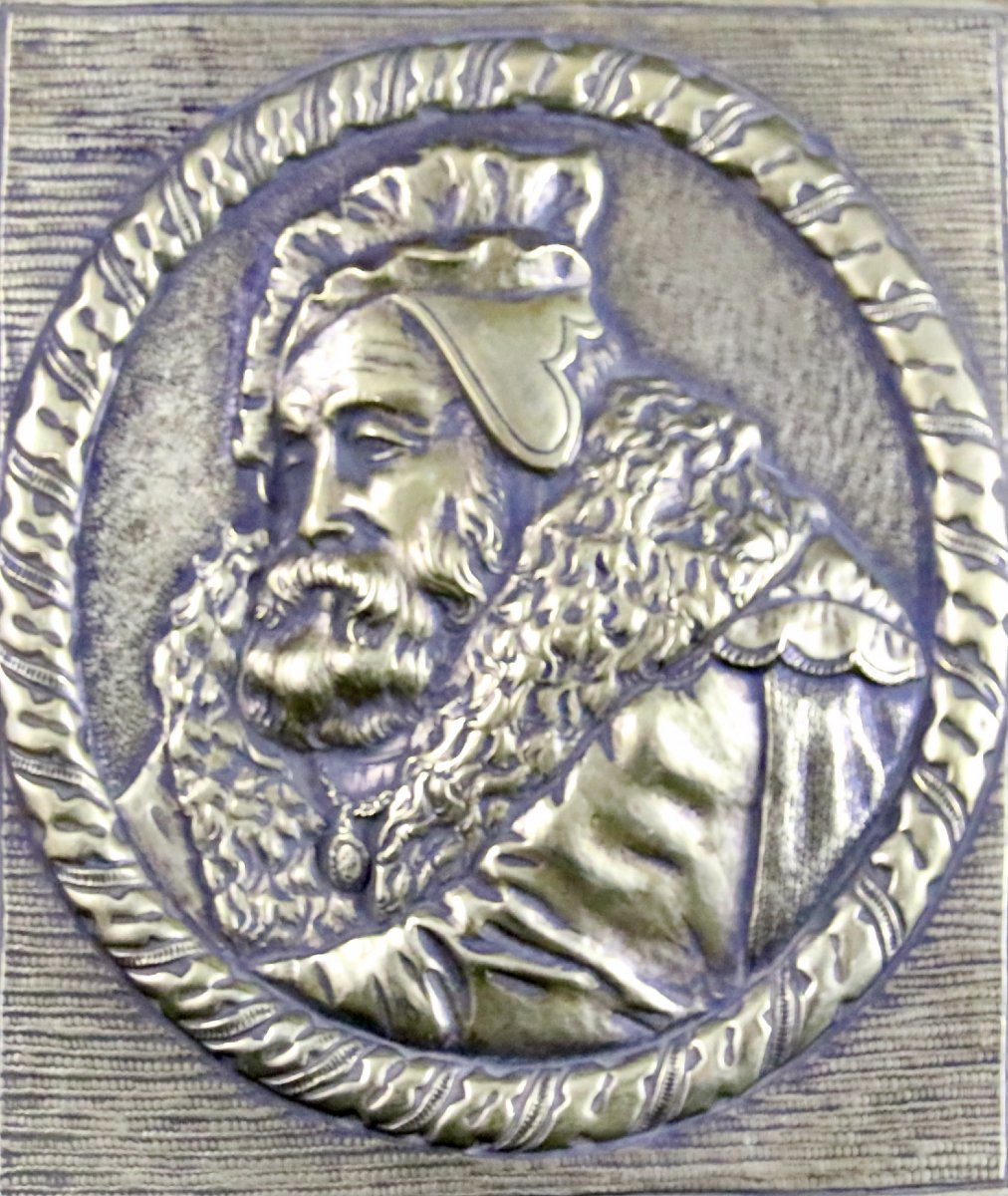 Plaque en laiton XVIIème représentant Nostradamus -photo-3