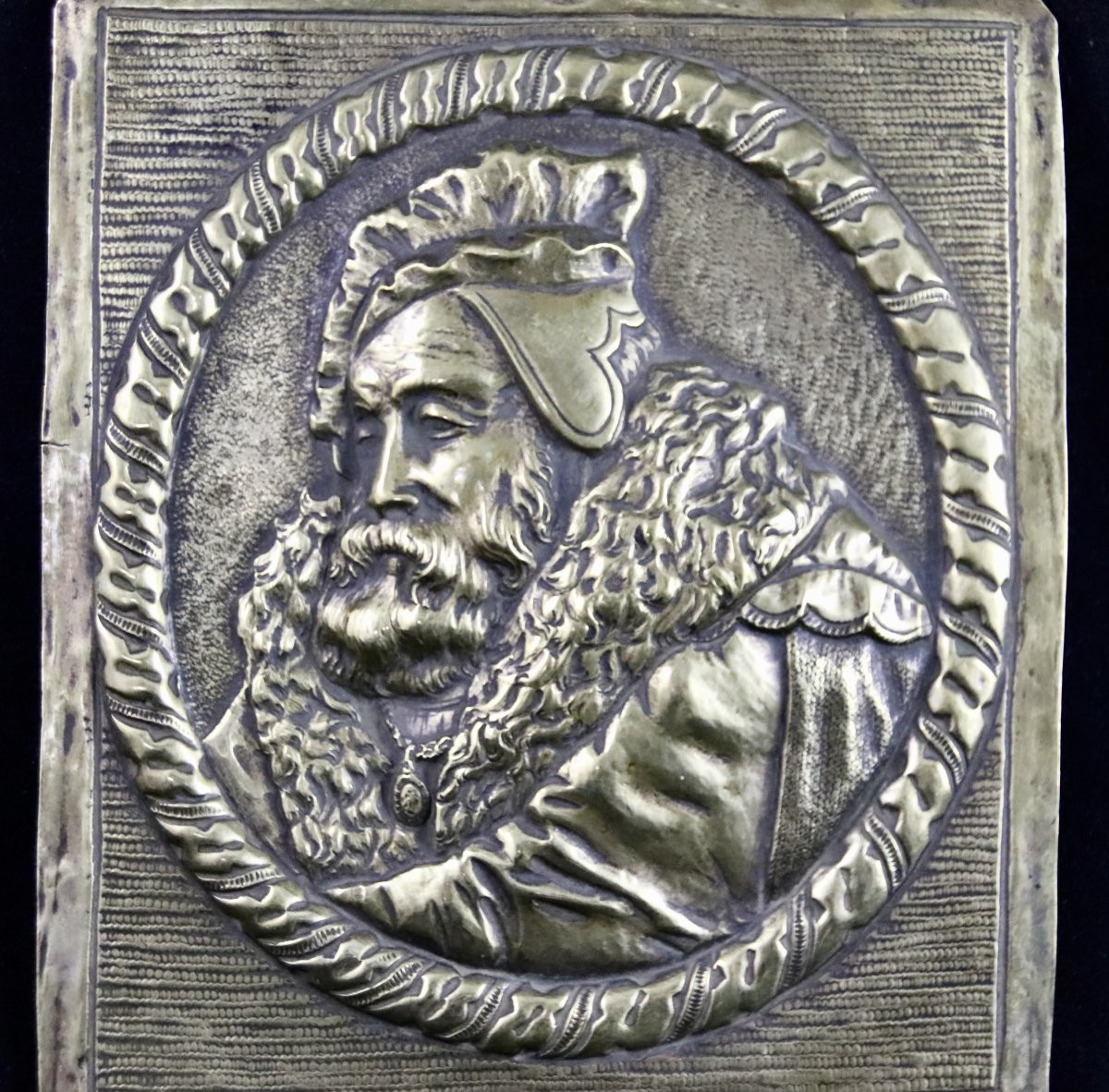 Plaque en laiton XVIIème représentant Nostradamus -photo-4