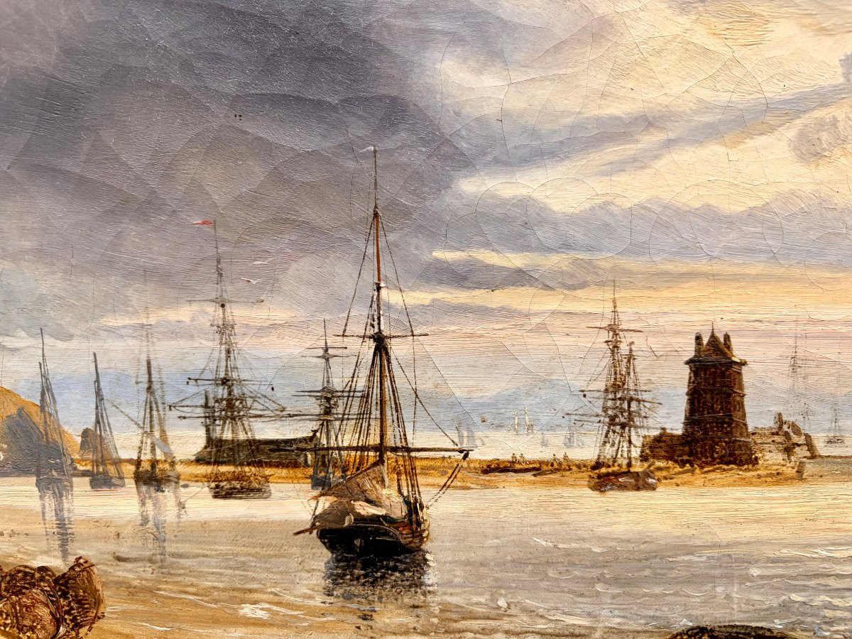 Peinture XIXème "le port de Camaret" par Auguste MAYER-photo-2