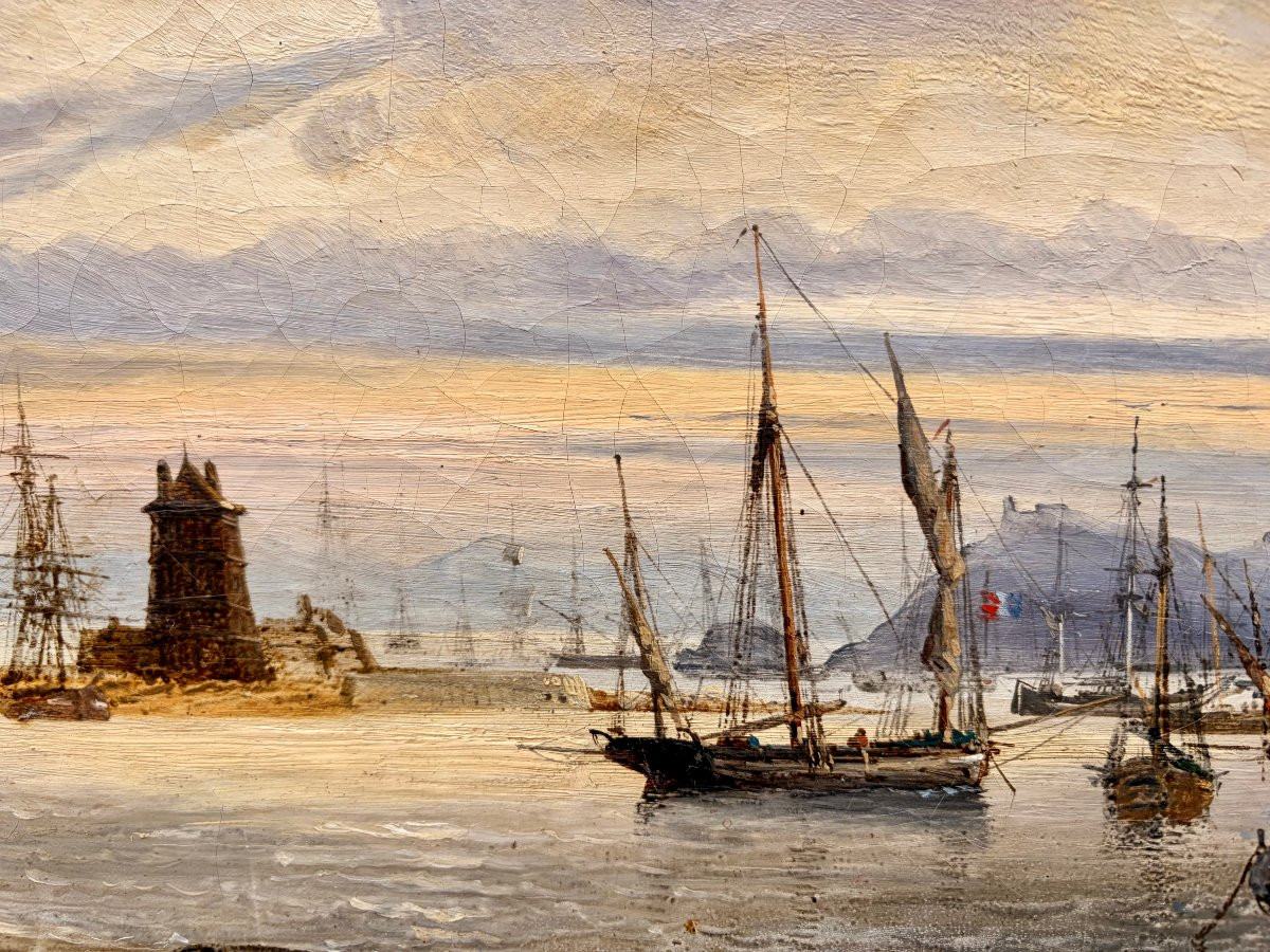 Peinture XIXème "le port de Camaret" par Auguste MAYER-photo-4