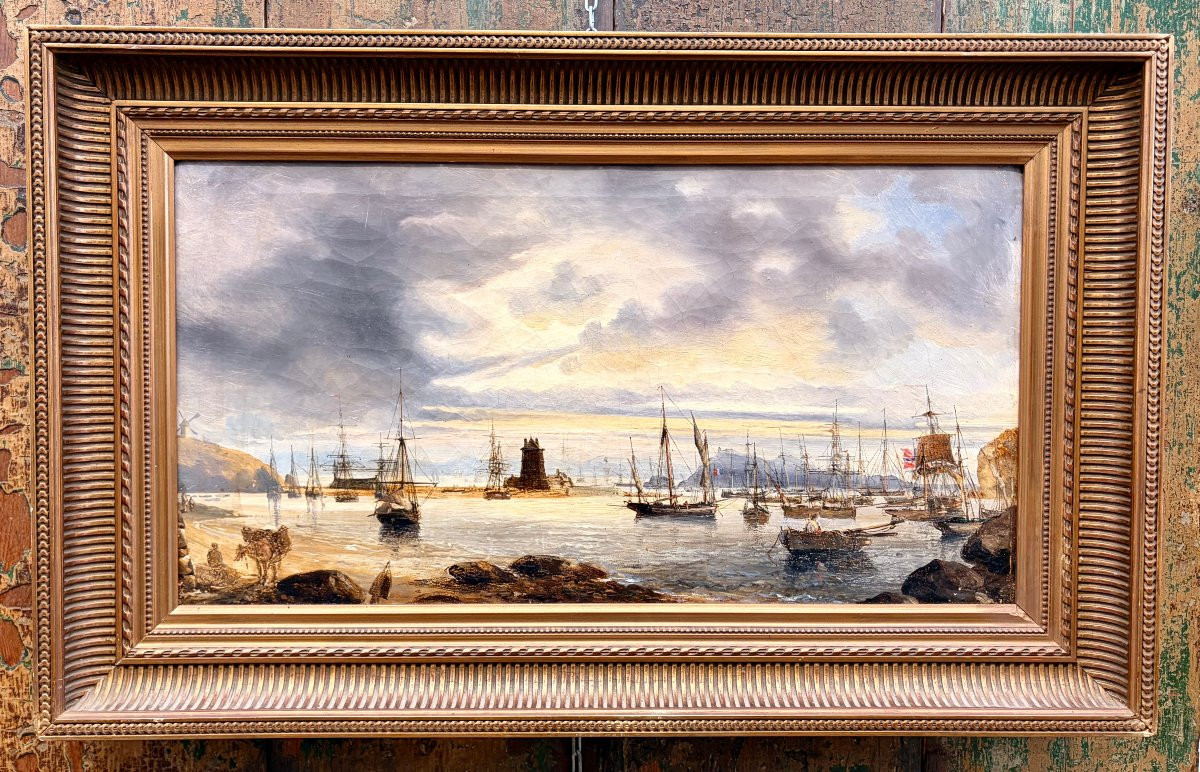 Peinture XIXème "le port de Camaret" par Auguste MAYER-photo-1