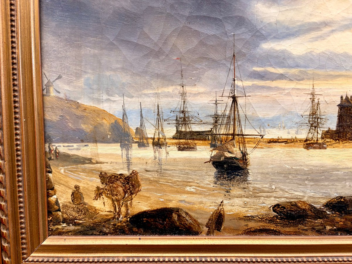 Peinture XIXème "le port de Camaret" par Auguste MAYER-photo-3