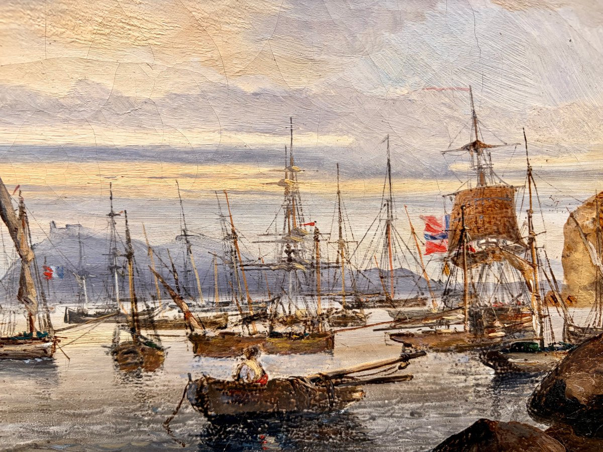 Peinture XIXème "le port de Camaret" par Auguste MAYER-photo-5