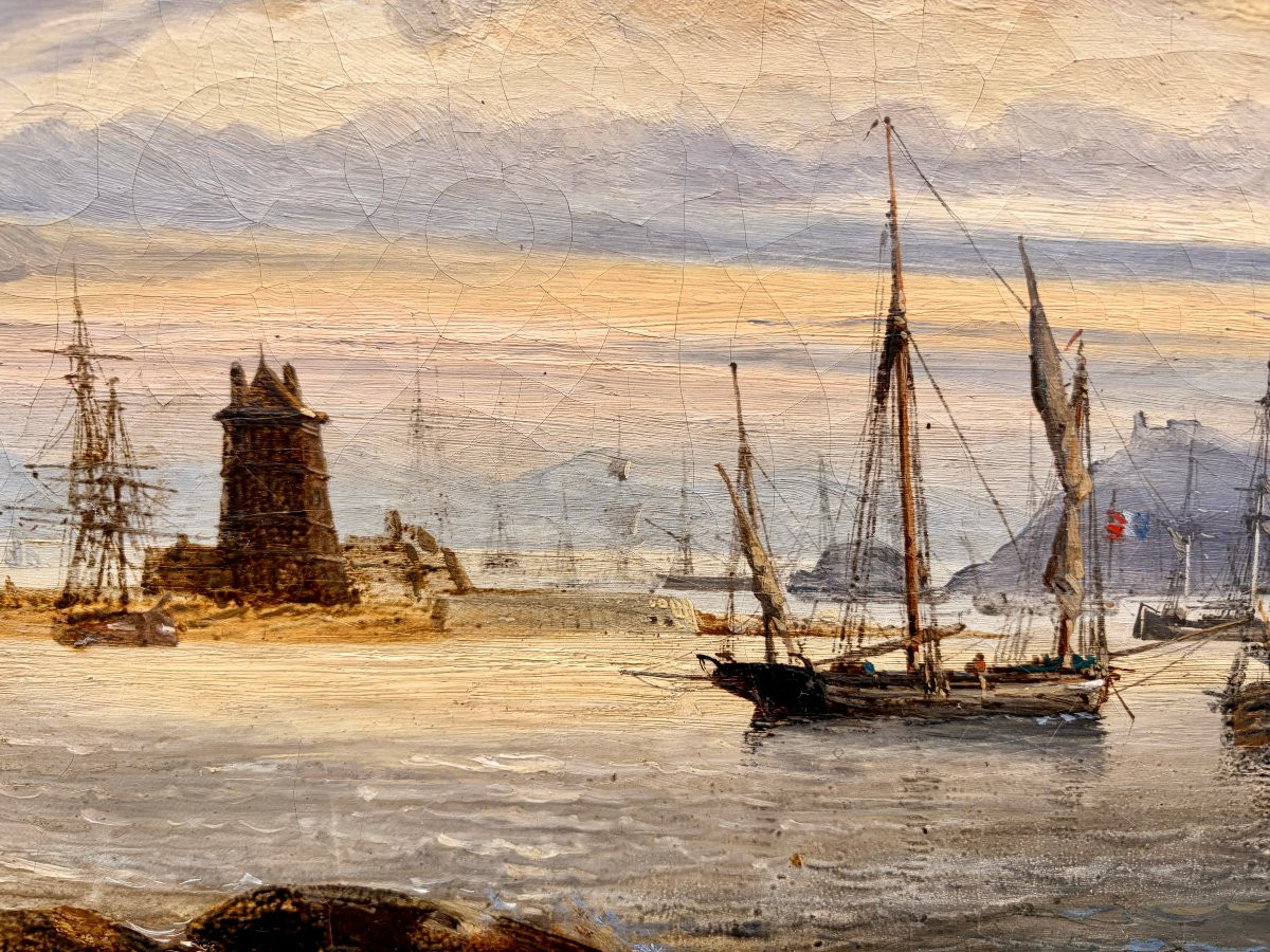 Peinture XIXème "le port de Camaret" par Auguste MAYER-photo-6