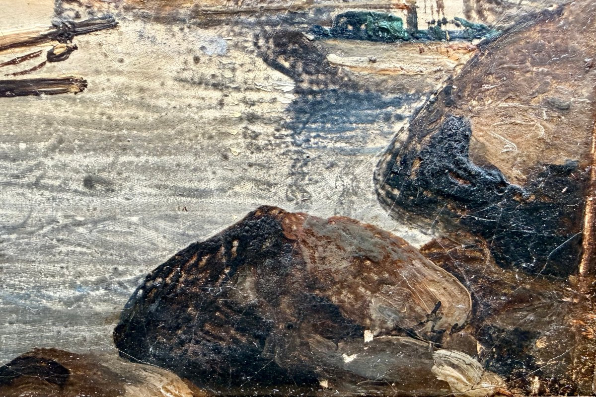 Peinture XIXème "le port de Camaret" par Auguste MAYER-photo-7