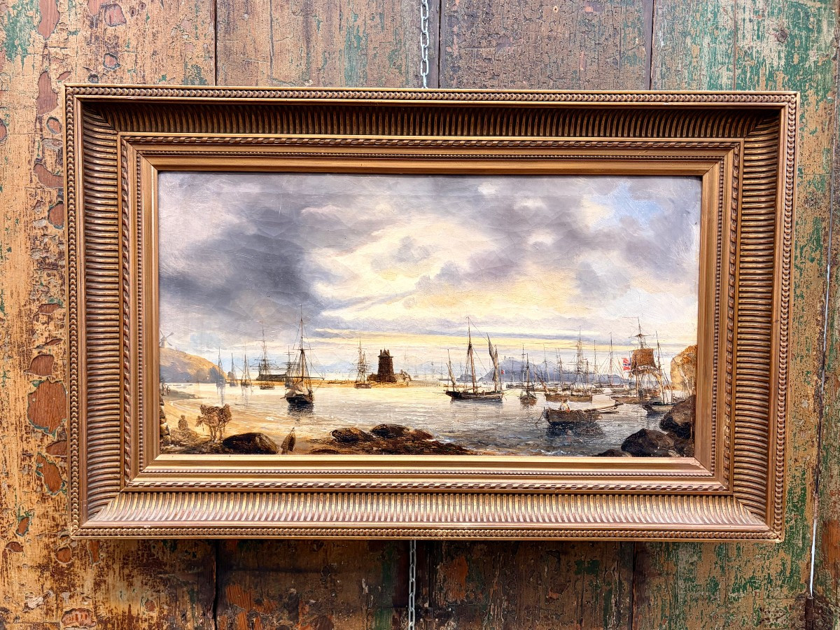 Peinture XIXème "le port de Camaret" par Auguste MAYER