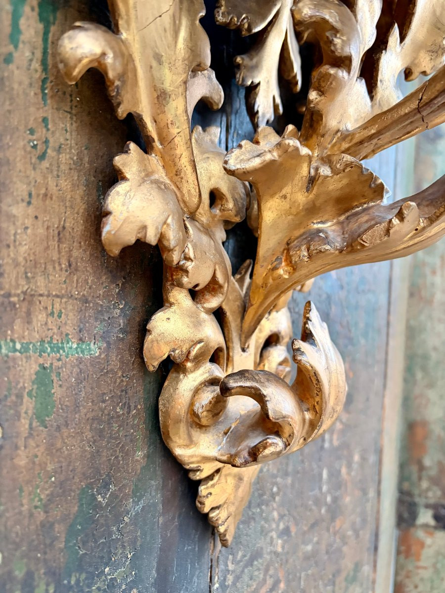 Openwork Carved Wall Console In Gilded Wood-photo-4