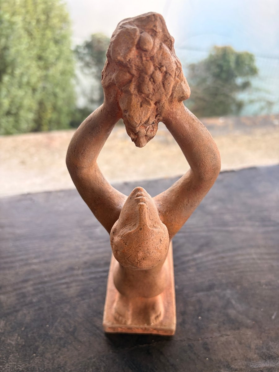 terre cuite jeune femme offrant un bouquet d'Édouard CAZEAUX-photo-3