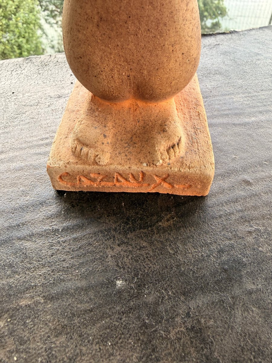 terre cuite jeune femme offrant un bouquet d'Édouard CAZEAUX-photo-8