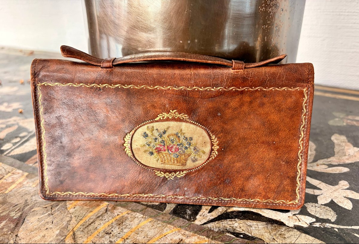 Lancel Leather Clutch With Embroidery -photo-2