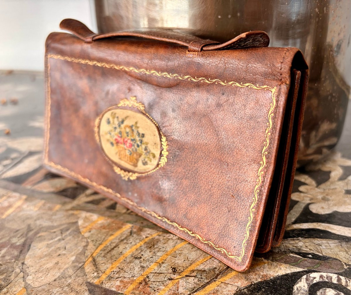 Lancel Leather Clutch With Embroidery -photo-3