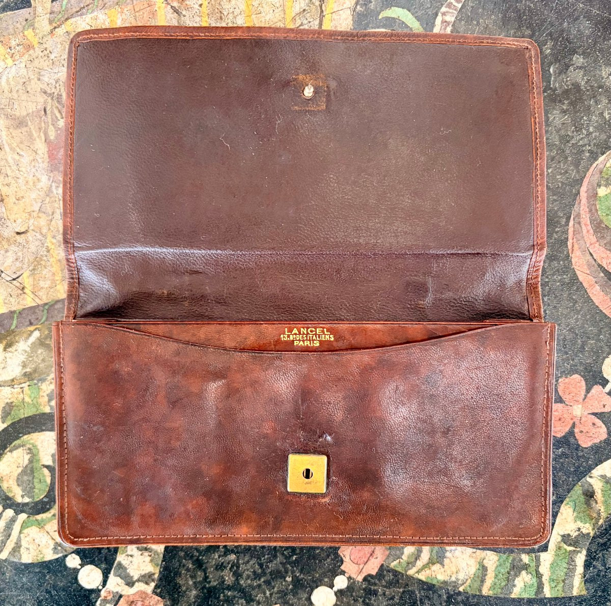 Lancel Leather Clutch With Embroidery -photo-2