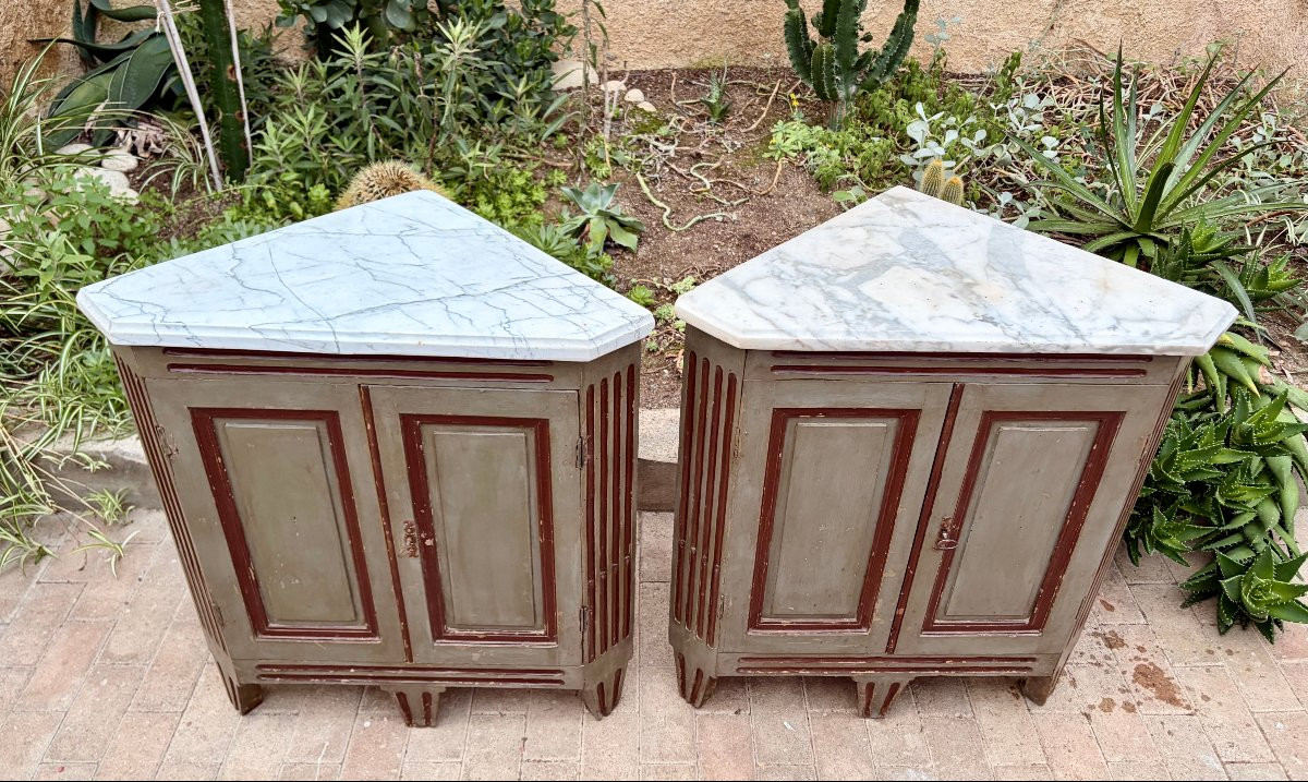 paire d'encoignures peinte d'époque XVIIIème-photo-5