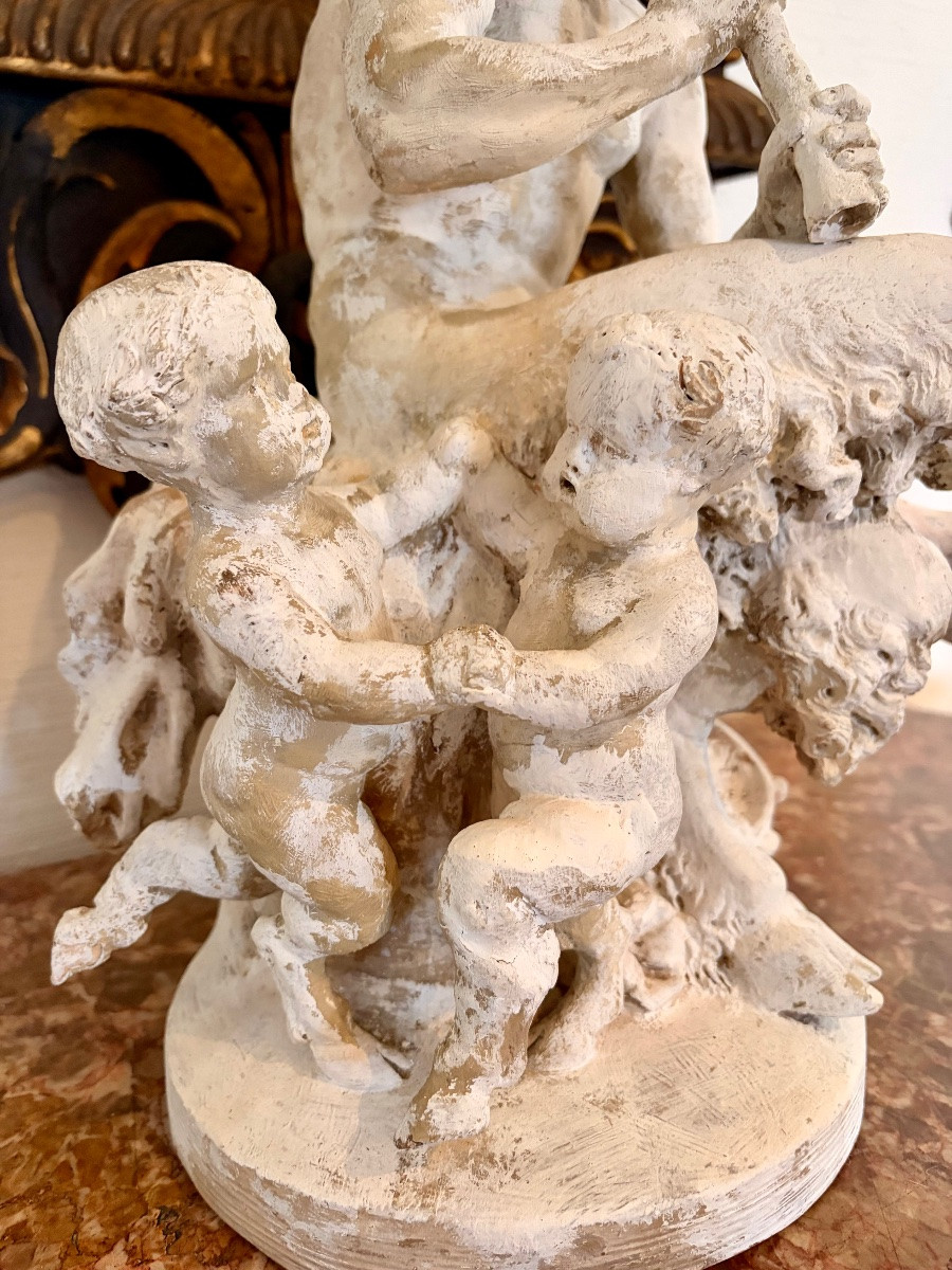 Sculpture de CLODION en terre cuite Faune jouant de la flûte-photo-7