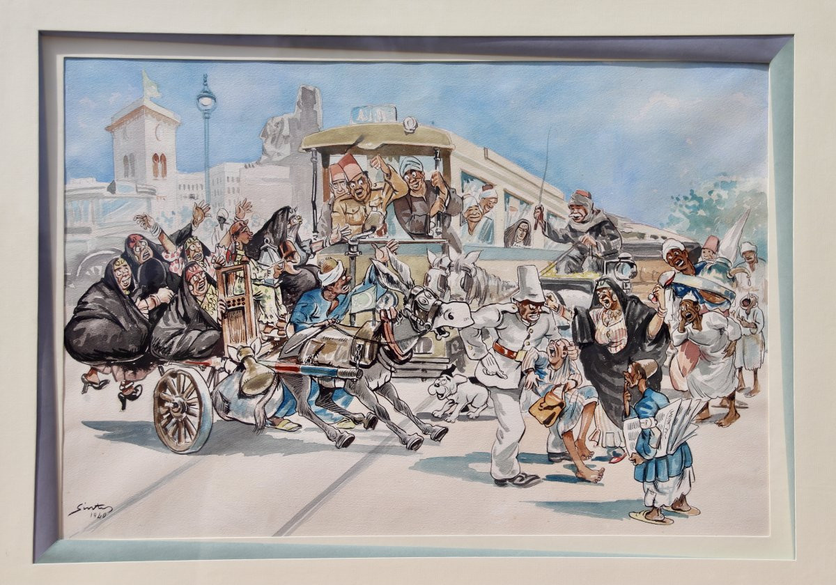 Watercolor Caricature Scene Of Life In Egypt Not Juan Sintes-photo-2