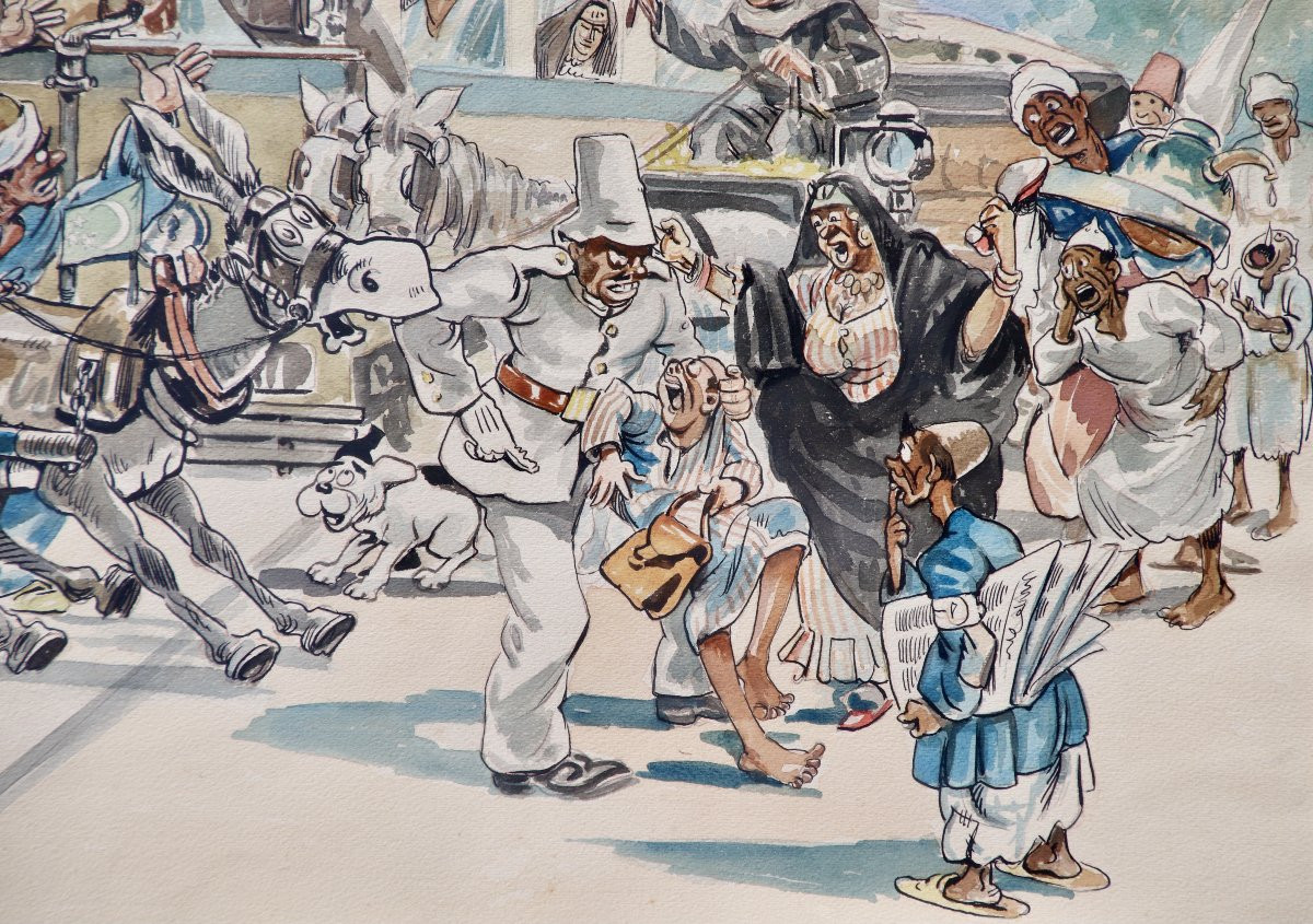 Watercolor Caricature Scene Of Life In Egypt Not Juan Sintes-photo-4