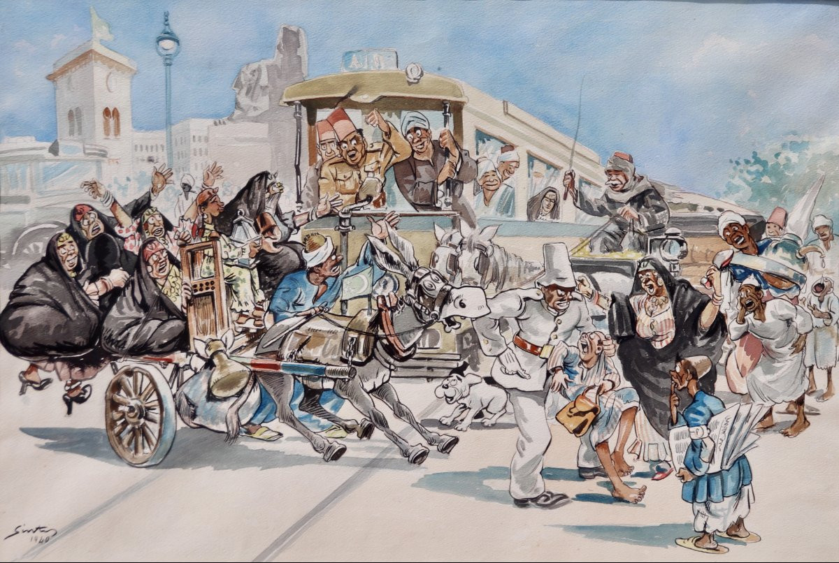 Watercolor Caricature Scene Of Life In Egypt Not Juan Sintes-photo-2