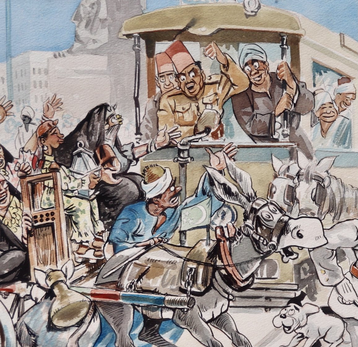 Watercolor Caricature Scene Of Life In Egypt Not Juan Sintes-photo-3