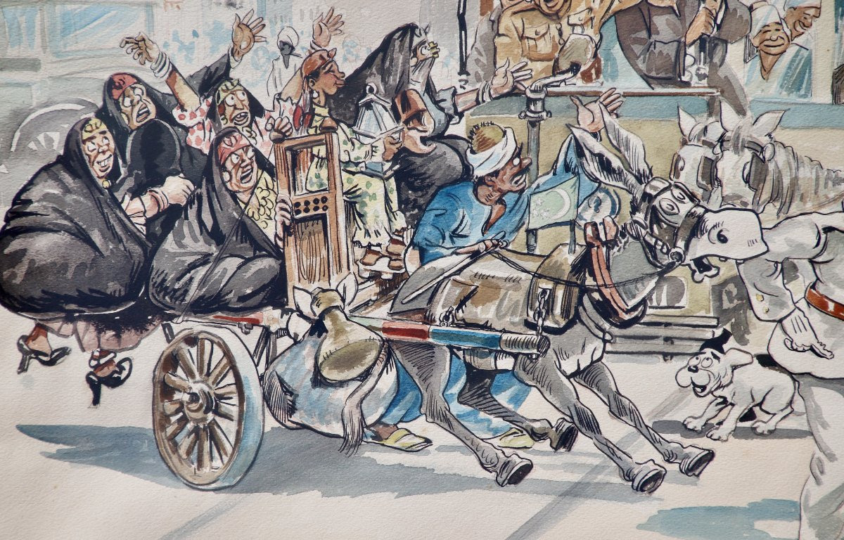 Watercolor Caricature Scene Of Life In Egypt Not Juan Sintes-photo-4