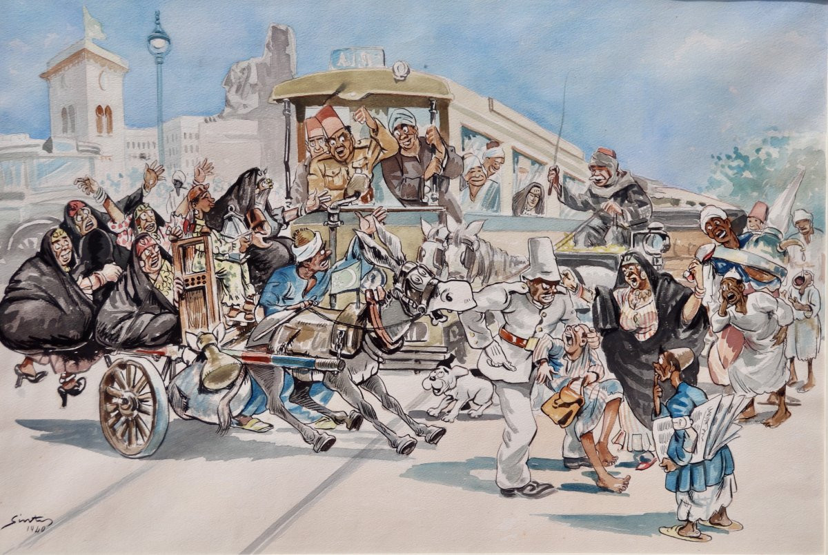 Watercolor Caricature Scene Of Life In Egypt Not Juan Sintes-photo-6