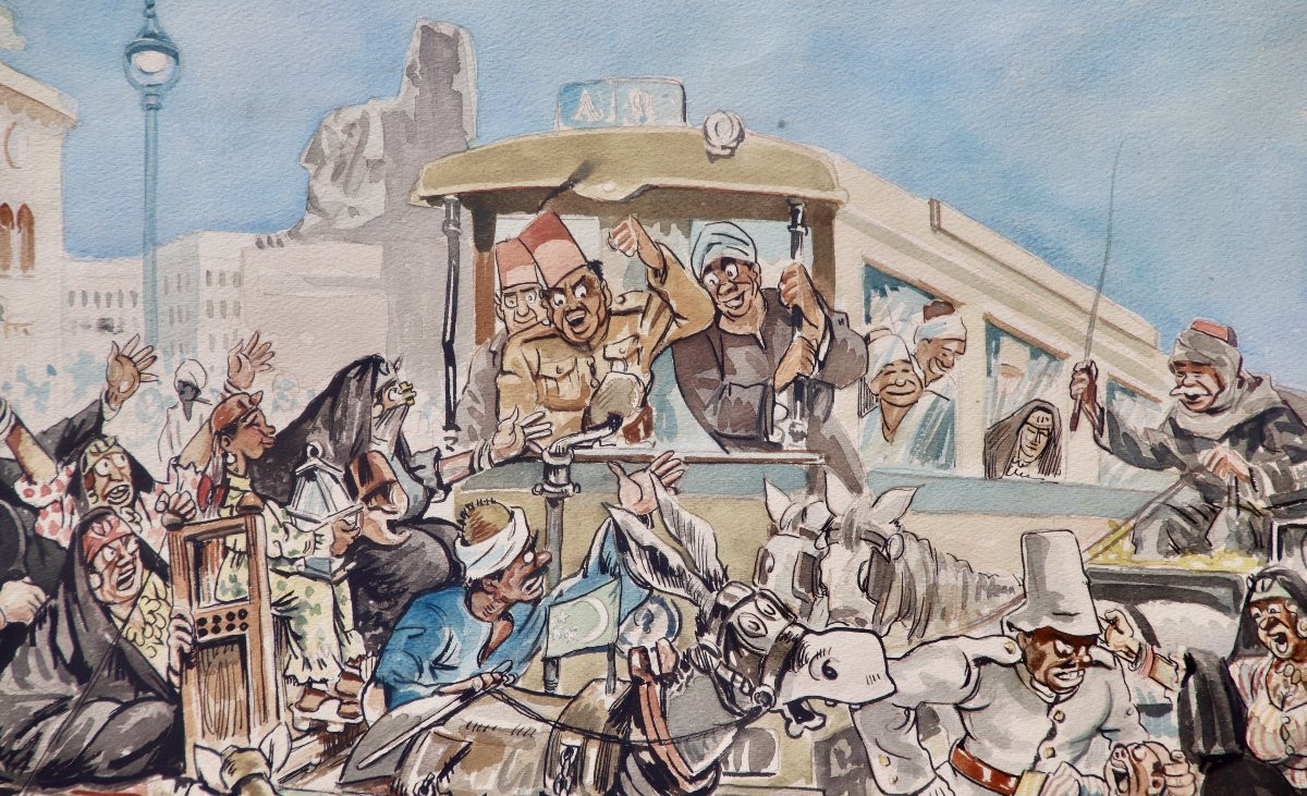 Watercolor Caricature Scene Of Life In Egypt Not Juan Sintes-photo-7