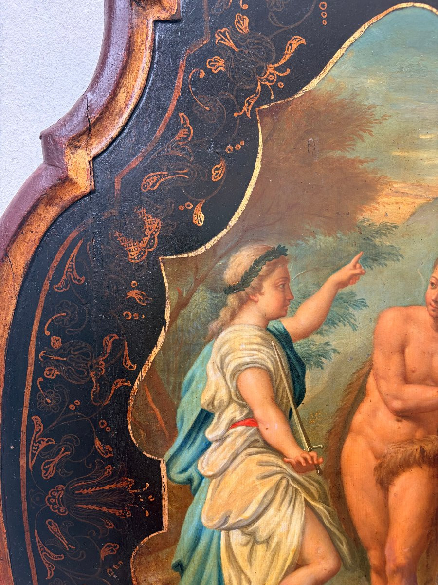 Italian Set Painting Romantic Scene 19th Century-photo-4