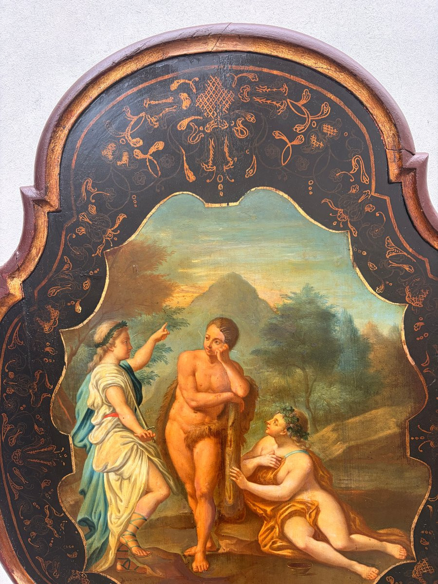 Italian Set Painting Romantic Scene 19th Century-photo-4