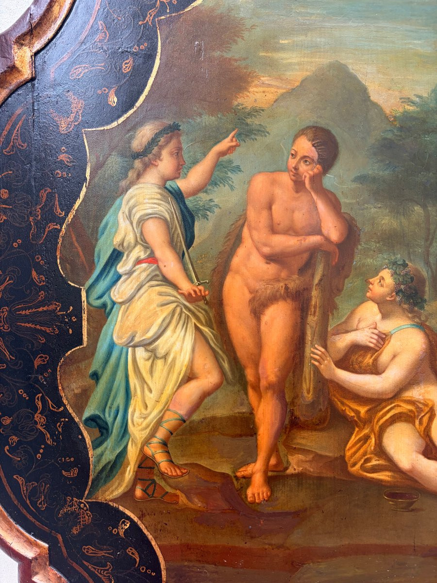 Italian Set Painting Romantic Scene 19th Century-photo-5