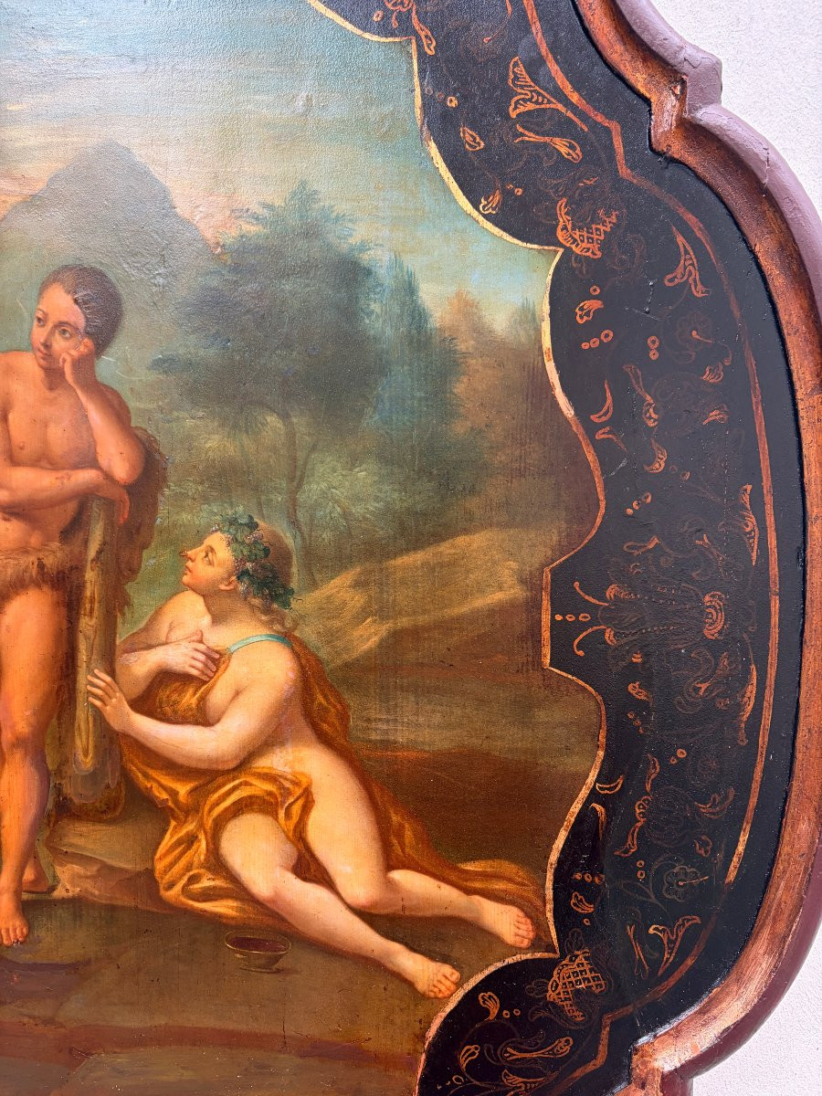 Italian Set Painting Romantic Scene 19th Century-photo-6