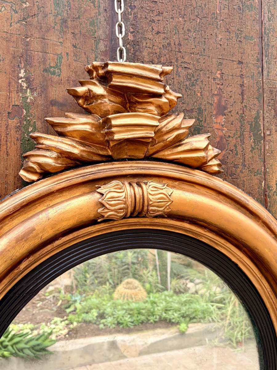 Miroir rond Autrichien Biedermeier d'époque XIXème -photo-2