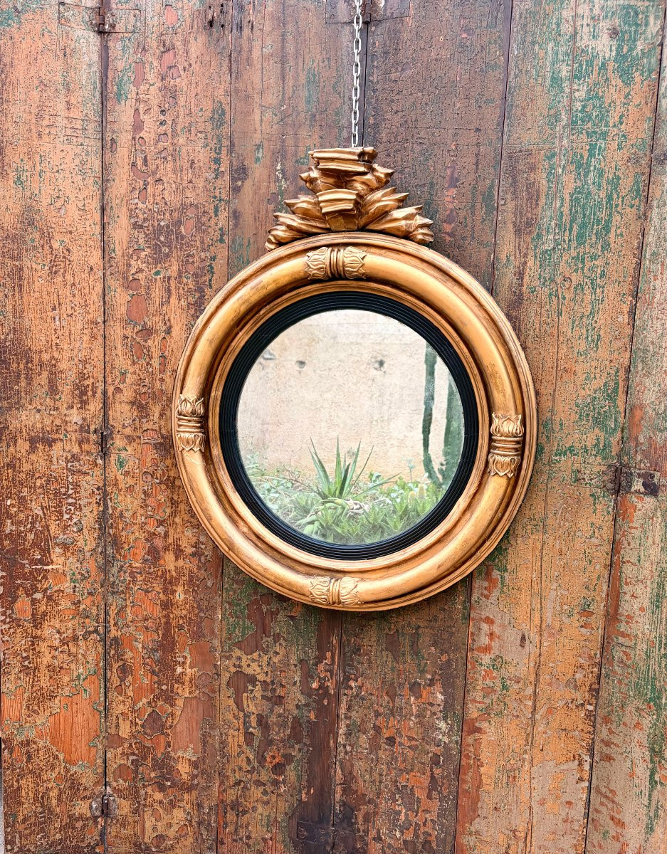 Miroir rond Autrichien Biedermeier d'époque XIXème -photo-4