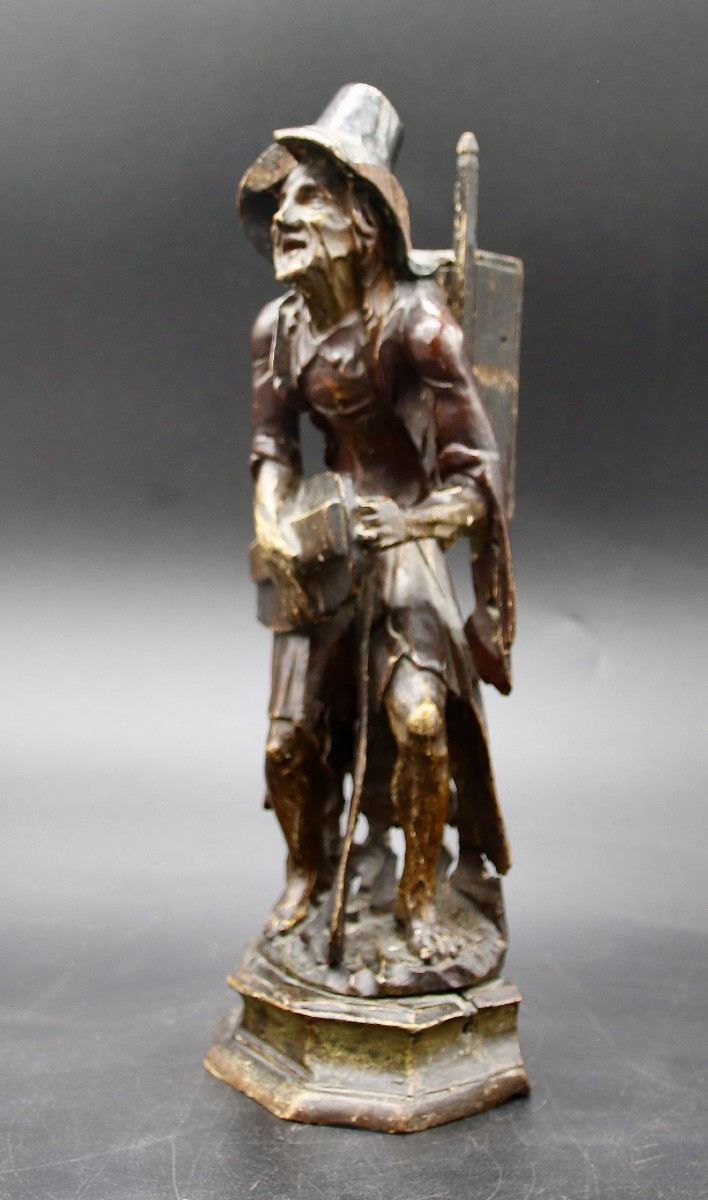 19th Century Sculpture Old Woman With Hurdy-gurdy-photo-2
