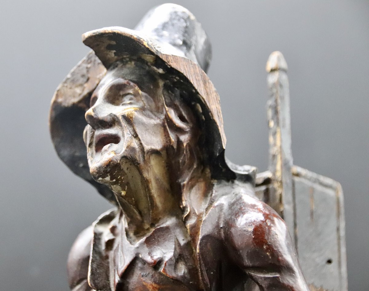 19th Century Sculpture Old Woman With Hurdy-gurdy-photo-4