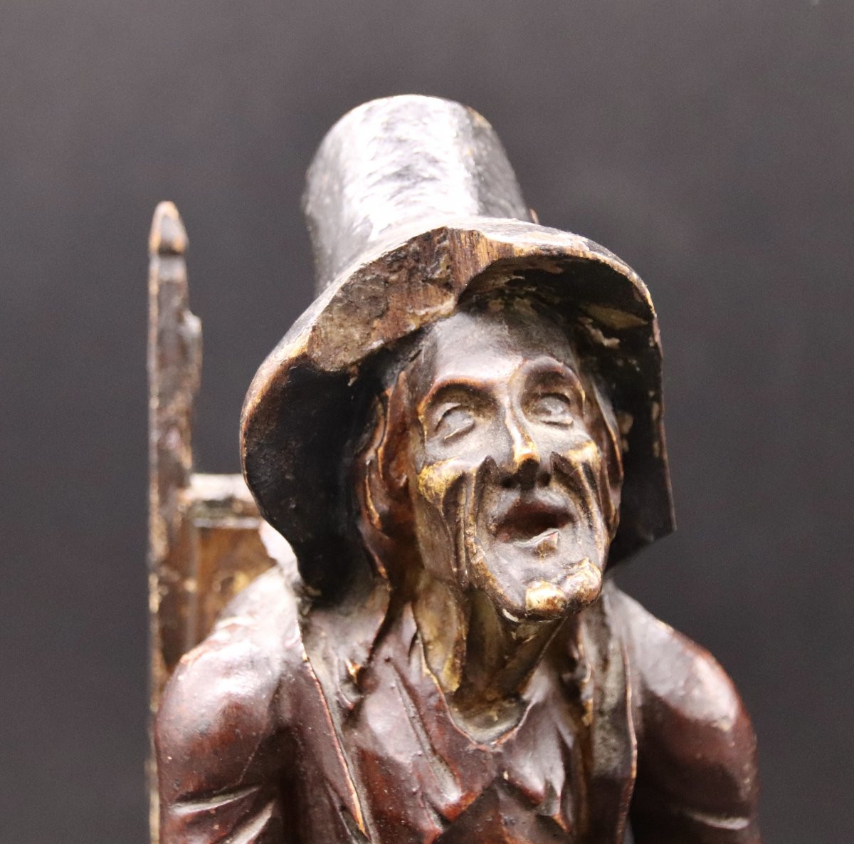 19th Century Sculpture Old Woman With Hurdy-gurdy-photo-8