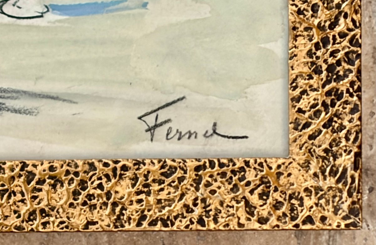 aquarelle "scène de bistrot" par F. FERNEL -photo-4