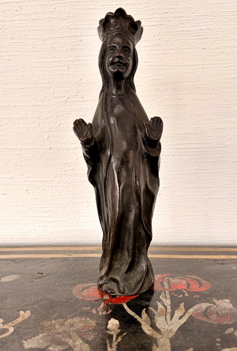 Flemish Bronze Chandelier Virgin XIX-photo-2