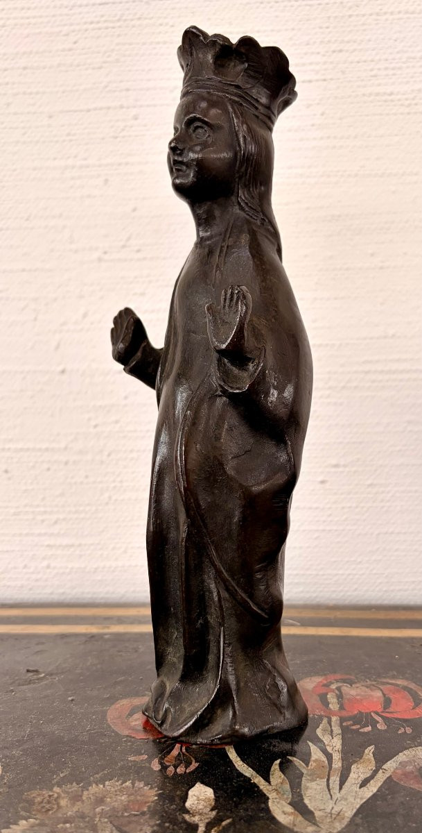 Flemish Bronze Chandelier Virgin XIX-photo-3
