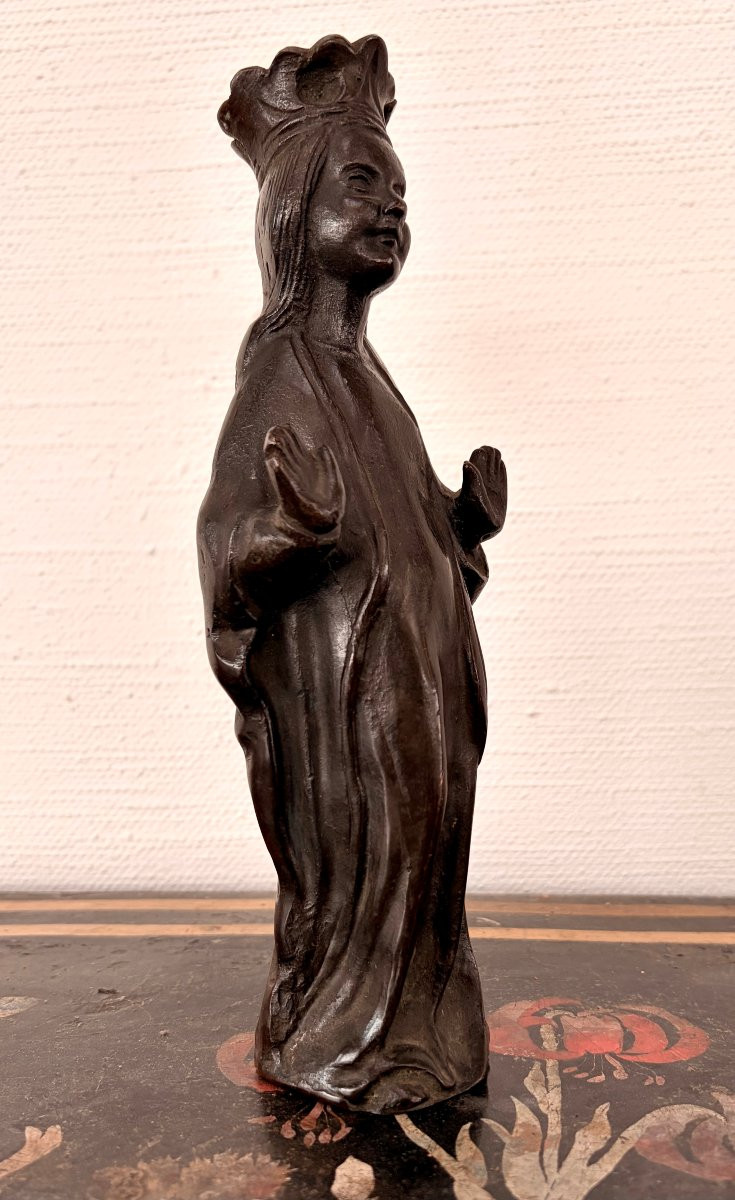 Flemish Bronze Chandelier Virgin XIX-photo-4