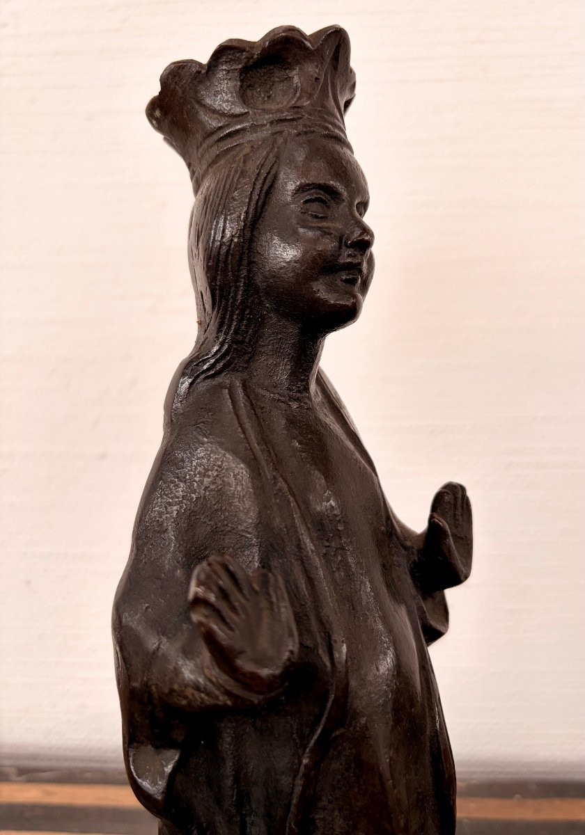 Flemish Bronze Chandelier Virgin XIX-photo-2