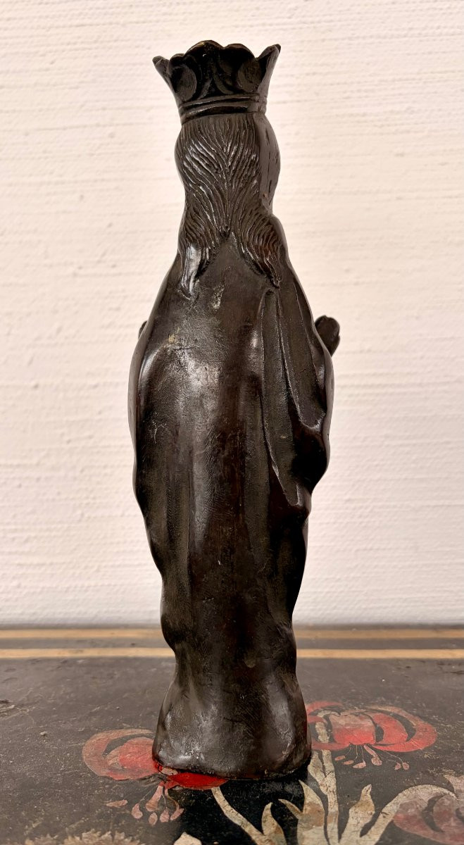 Flemish Bronze Chandelier Virgin XIX-photo-3
