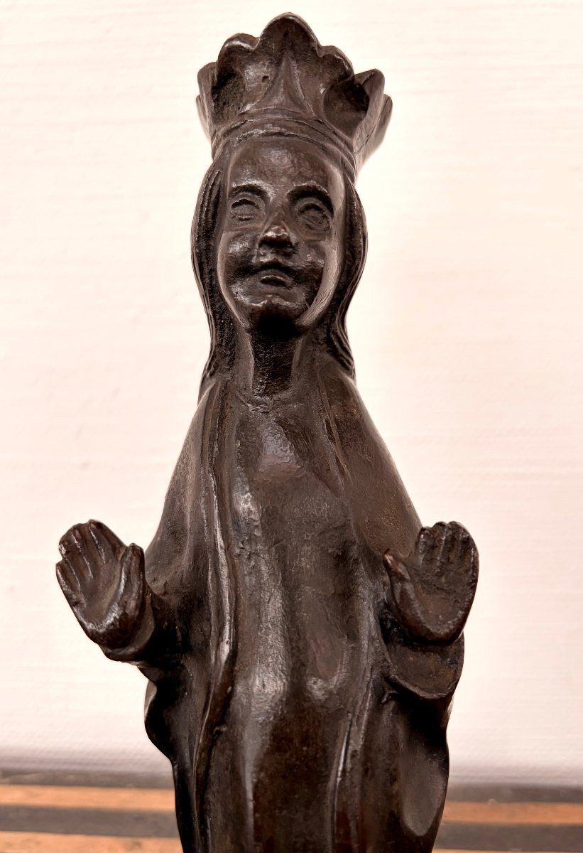 Flemish Bronze Chandelier Virgin XIX-photo-6