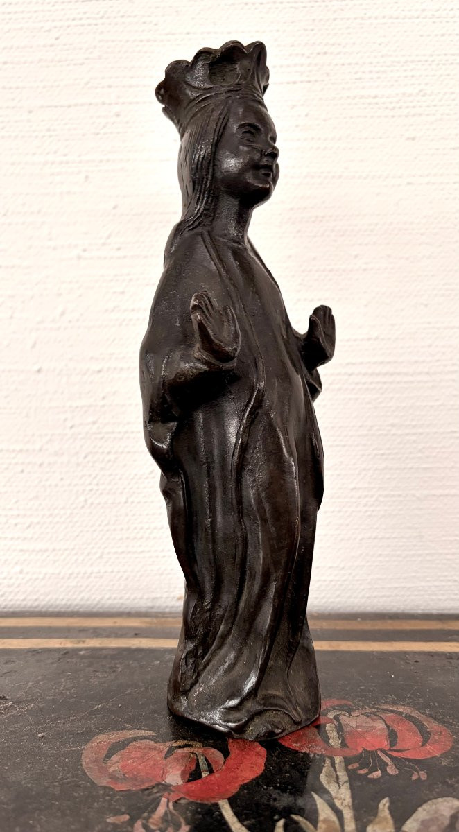Flemish Bronze Chandelier Virgin XIX-photo-7