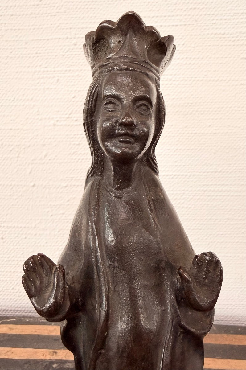 Flemish Bronze Chandelier Virgin XIX