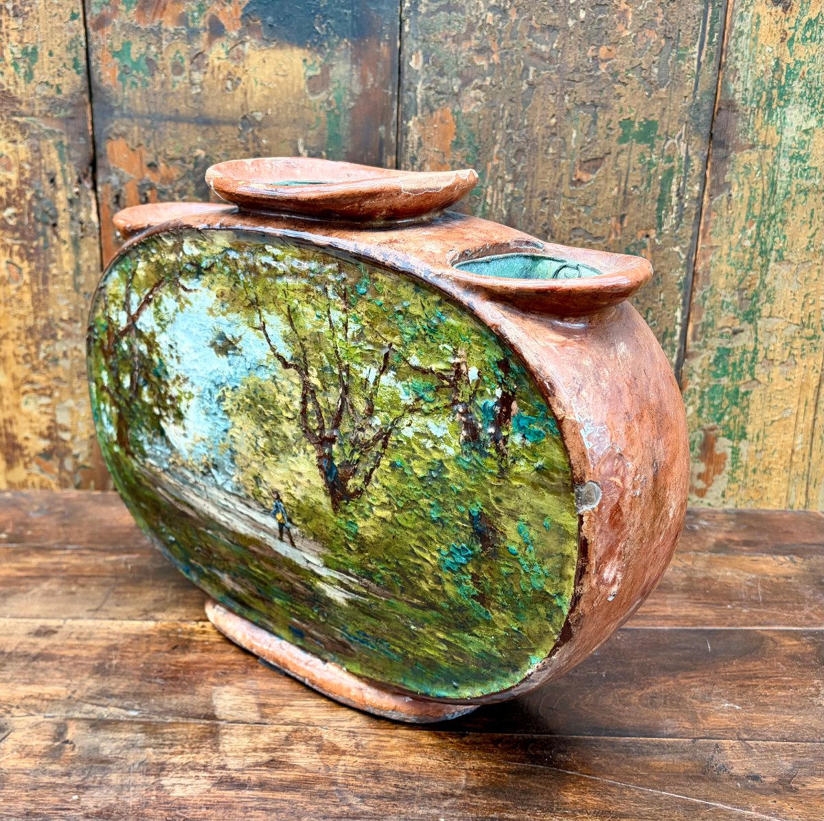 Planter With 3 Ceramic Vases By émile Justin Merlot And Haviland-photo-3