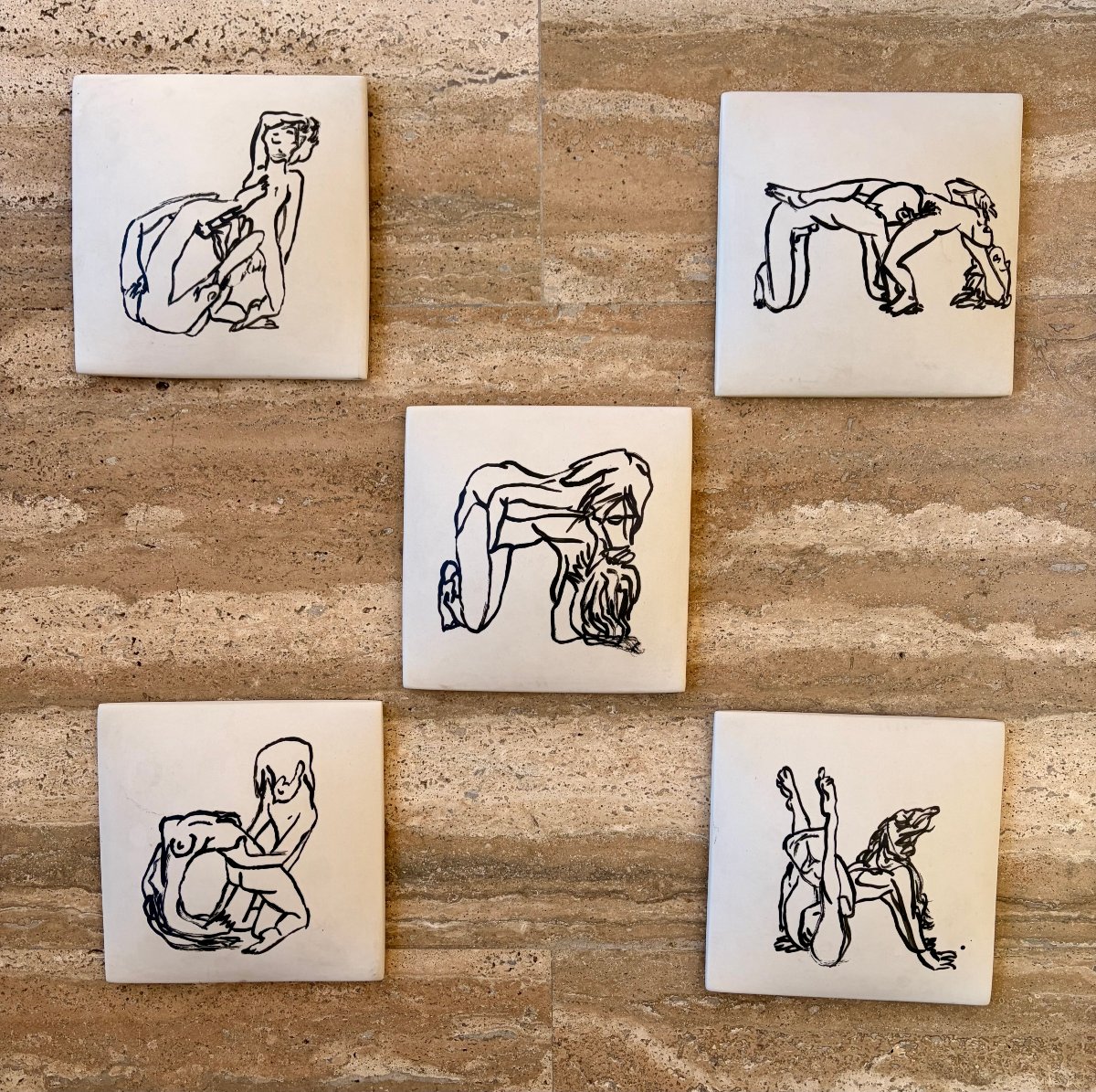 Suite de carreaux de porcelaine érotique par André BARBE 