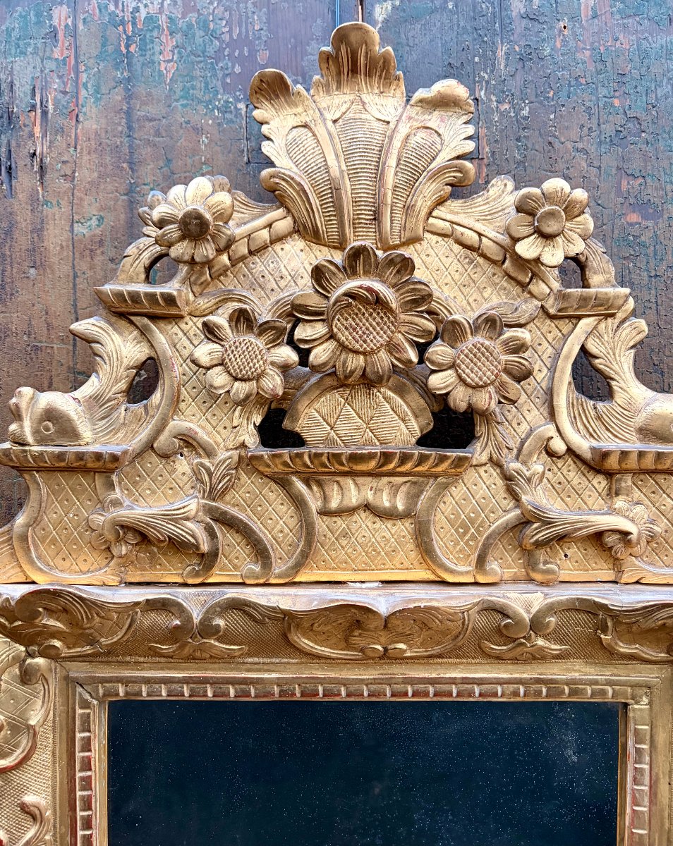 Regency-style Mirror With A Gilded Wooden Pediment -photo-2